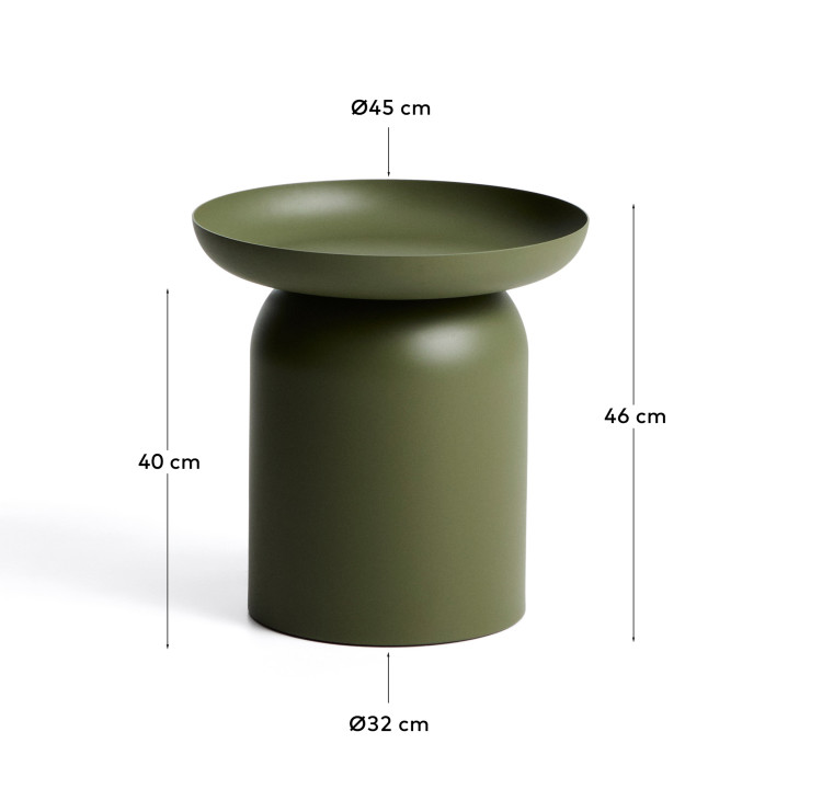 Уличный столик Arcola из зеленого алюминия, диаметр 45 см