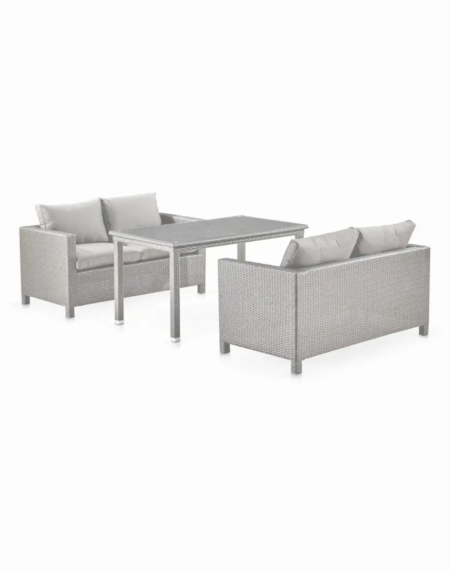 Обеденный комплект плетеной мебели с диванами T256C/S59C-W85 Latte