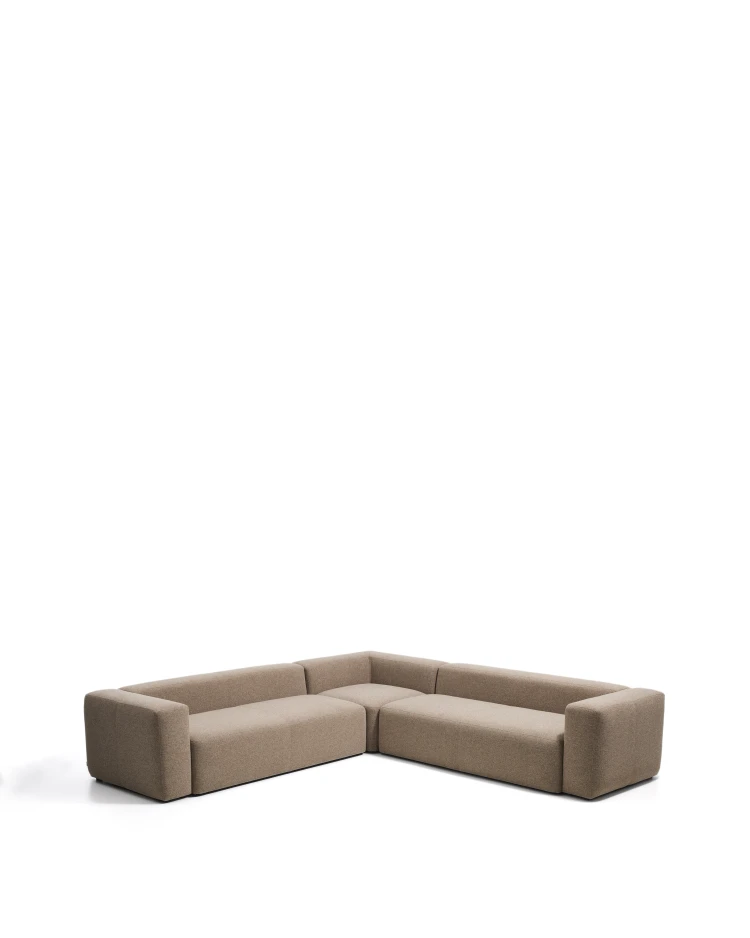 Угловой диван Blok из коричневой синели, 5 мест, 320 x 320 см