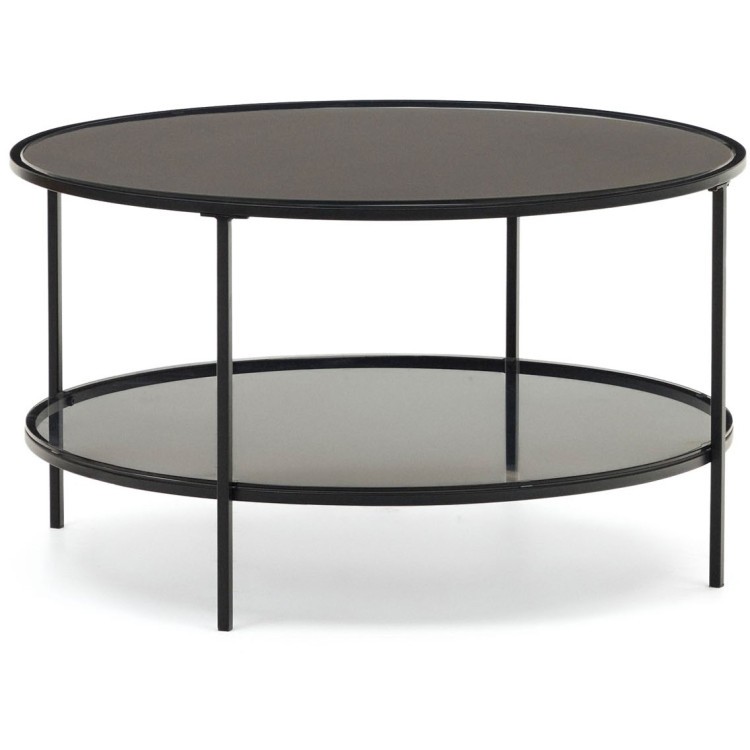 Gilda Журнальный столик из закаленного стекла и металла с матовой черной отделкой Ø 80 см