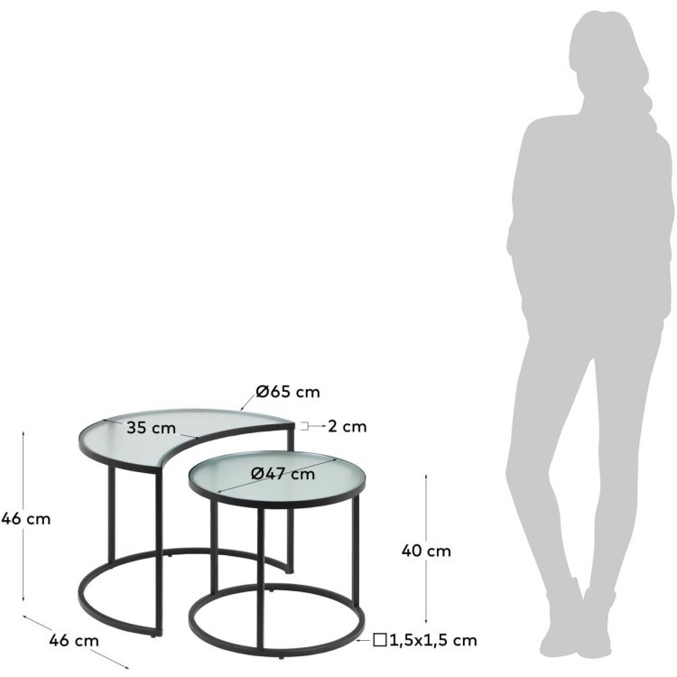 Набор из 2 приставных столиков Bast Ø 65 cm / Ø 47 cm