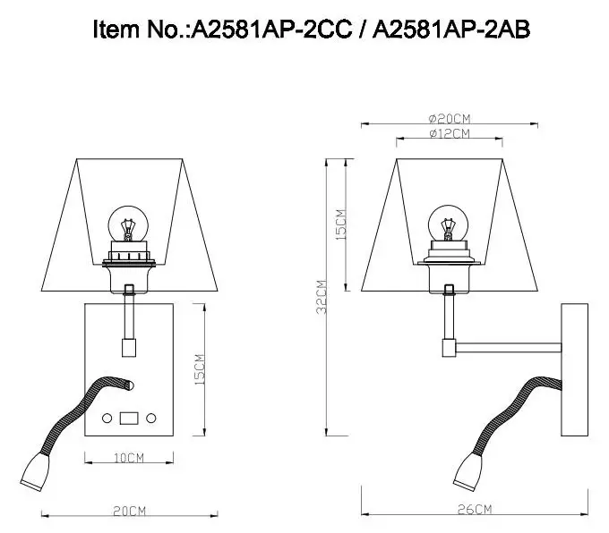 Бра Arte Lamp ELBA A2581AP-2CC