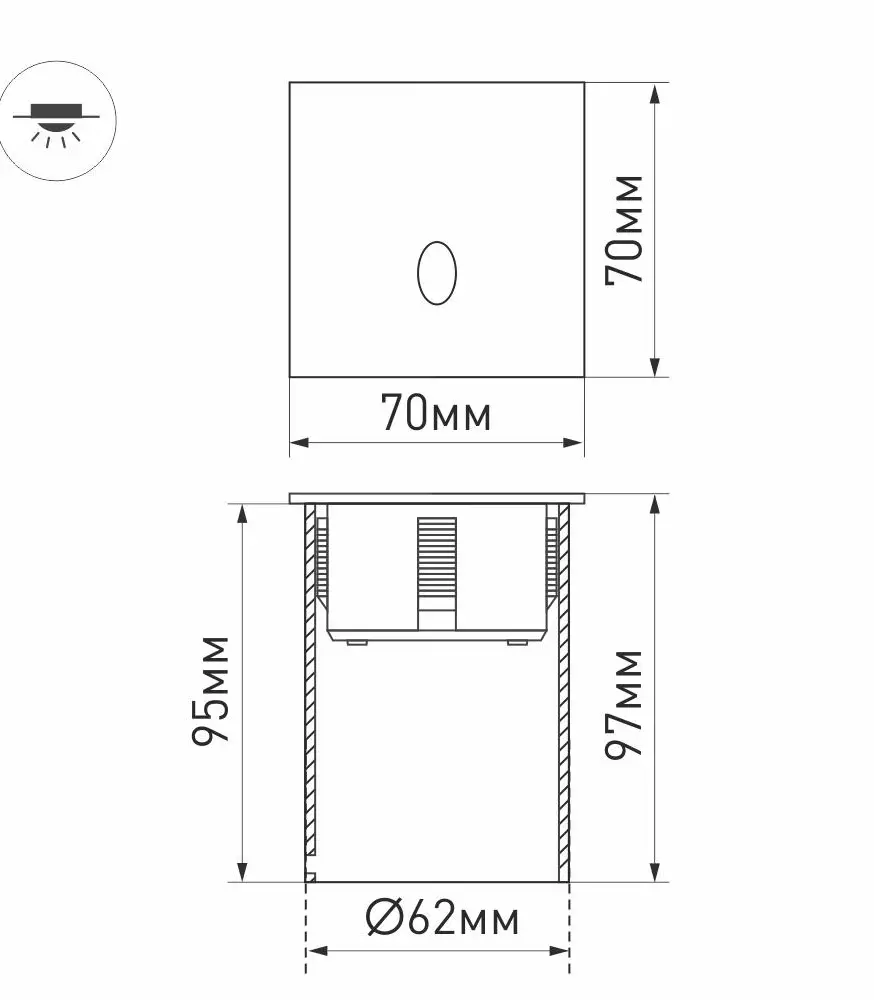 Светильник для ступеней Arlight LT-GAP-S70x70-3W Warm3000 025738