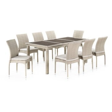 Комплект плетеной мебели T365/Y380C-W85 Latte (8+1) + подушки