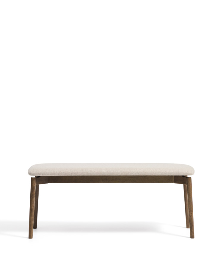 Скамейка Evera из дубового шпона с отделкой под орех и коричневой синелью, 122 см