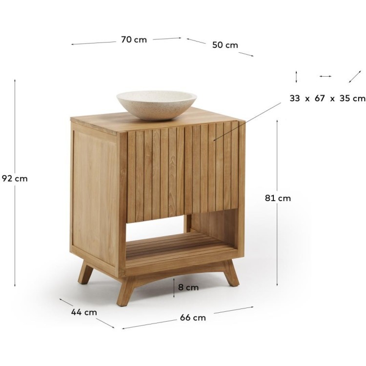 Прямоугольная тумбочка для ванной Kuveni 70 x 80 см