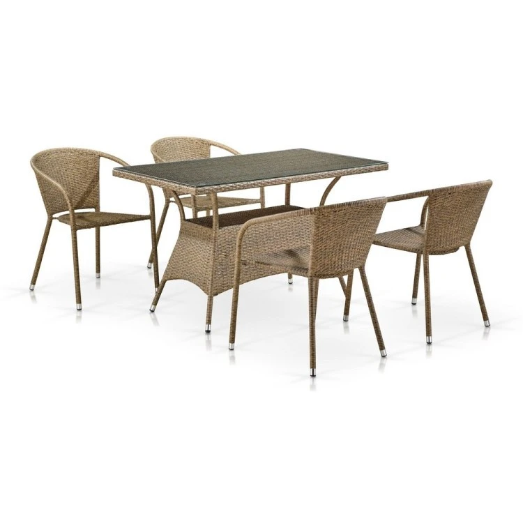 Комплект мебели из иск. ротанга T198D/Y137B-W56 Light Brown (4+1)