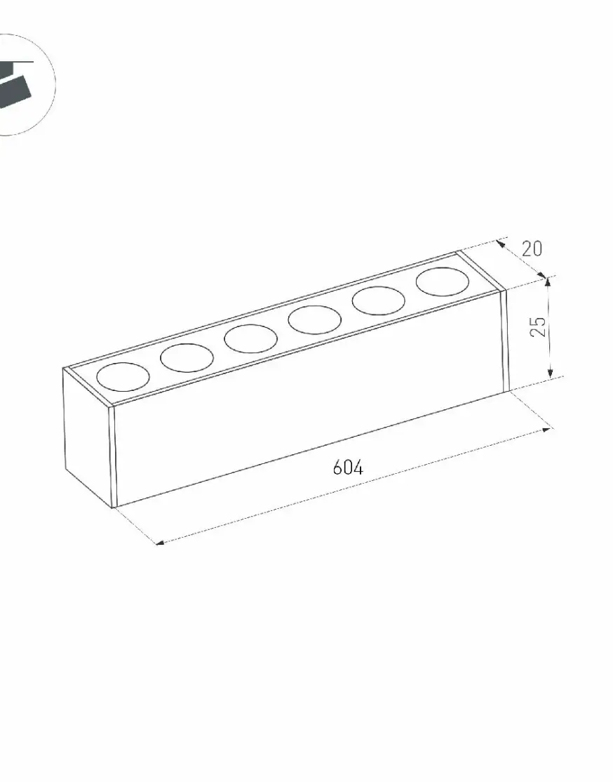 Трековый магнитный светильник Arlight MAG-DOTS-25-L600-18W Day4000 (BK, 30 deg, 24V, DALI) 046326
