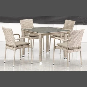 Комплект плетеной мебели T257C/Y376C-W85 Latte (4+1) + подушки на стульях