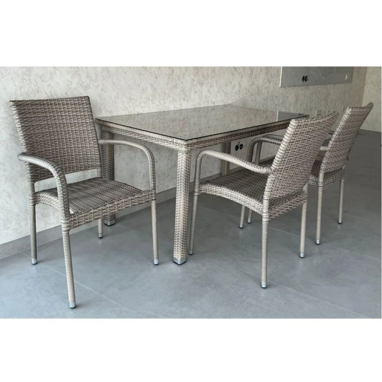 Комплект плетеной мебели T256C/Y376C-W85 Latte (4+1) + подушки на стульях