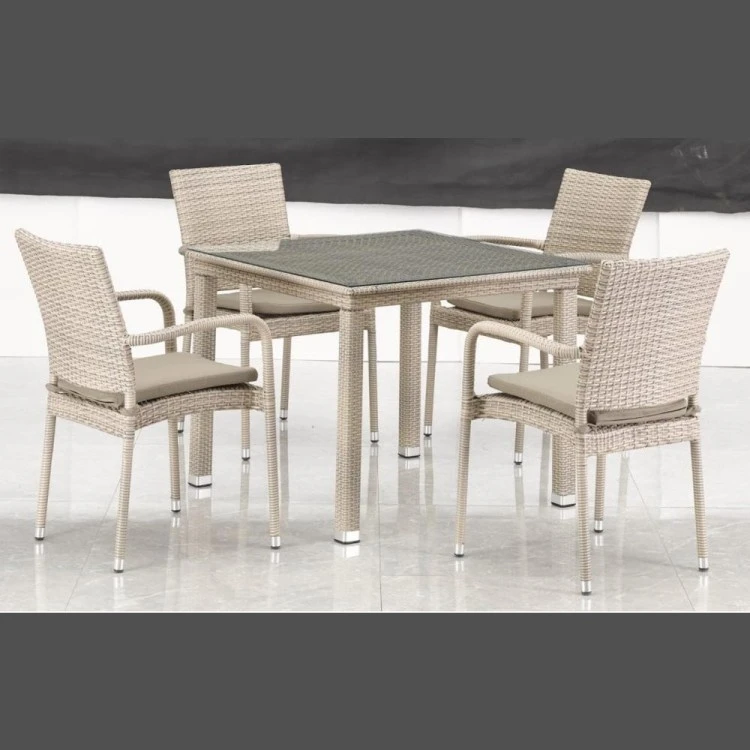 Комплект плетеной мебели T256C/Y376C-W85 Latte (4+1) + подушки на стульях