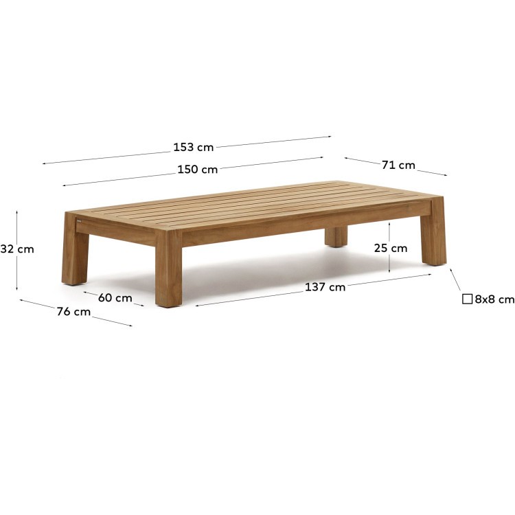 Forcanera Журнальный столик из массива тика 150 x 71 см