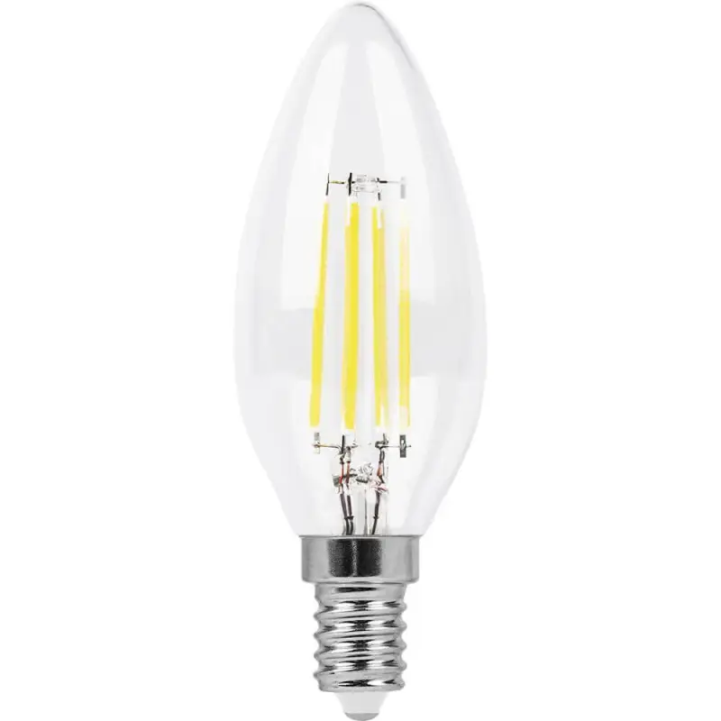 Лампа светодиодная филаментная Feron E14 11W 2700K Свеча Прозрачная LB-713 38006
