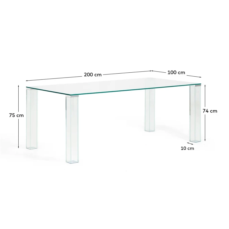 Стол Adularia из прозрачного закаленного стекла 200 x 100 см