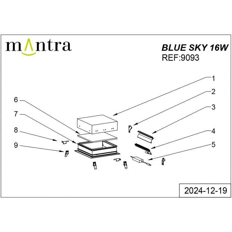 9093 Встраивамое светодиодное окно MANTRA BLUE SKY