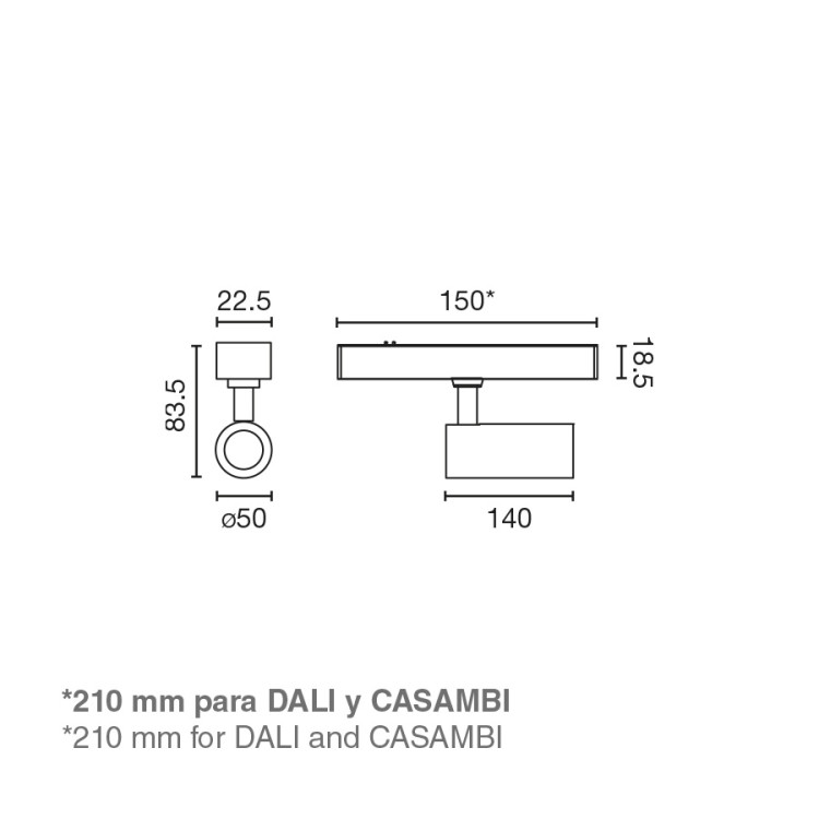 Трековый светильник NESO SLIM HOLE-10W 3000K 18 GRADOS черный CASAMBI