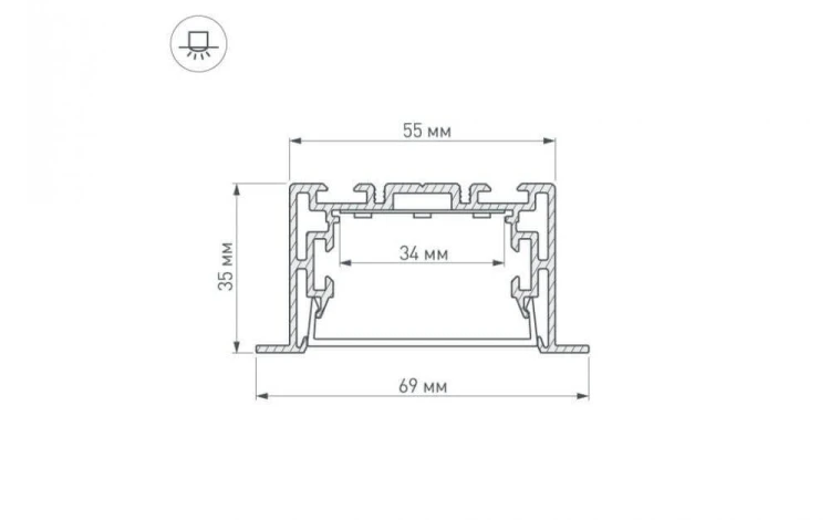 Профиль с экраном Arlight S2-LINIA69-F-2500 ANOD+OPAL 021177