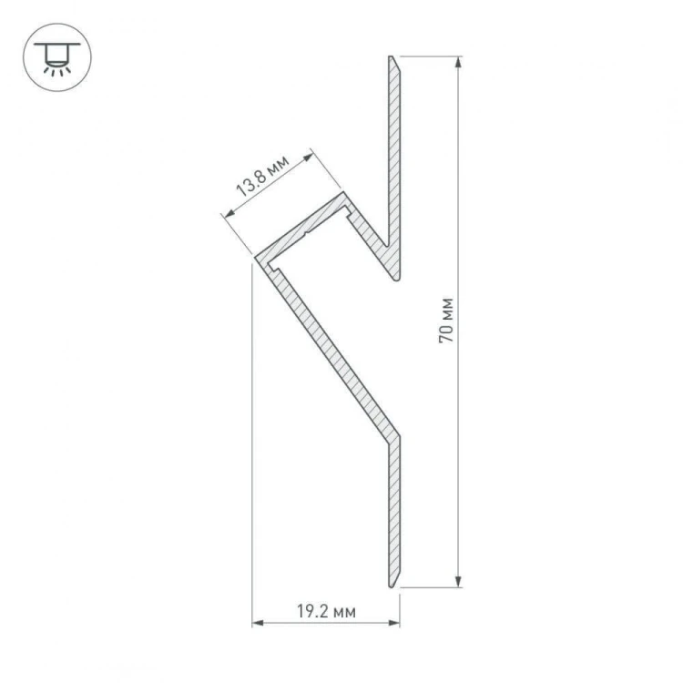 Профиль Arlight ARH-DECORE-S12-CAVE-F-2000 ANOD 023902