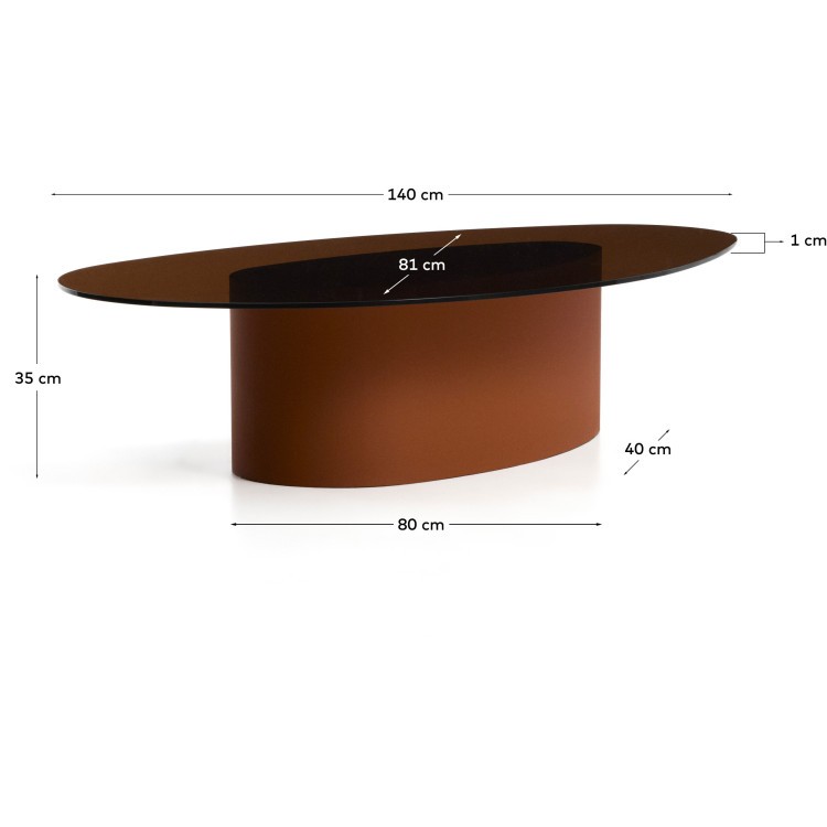 Журнальный столик Olir из коричневой стали и стекла 140 x 80 см
