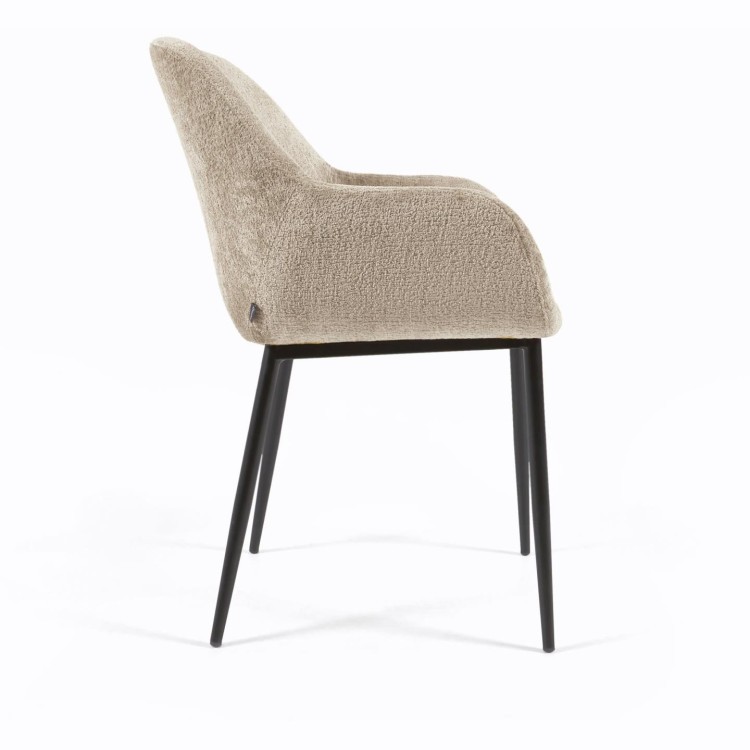 Стул Konna из бежевой синели со стальными черными ножками