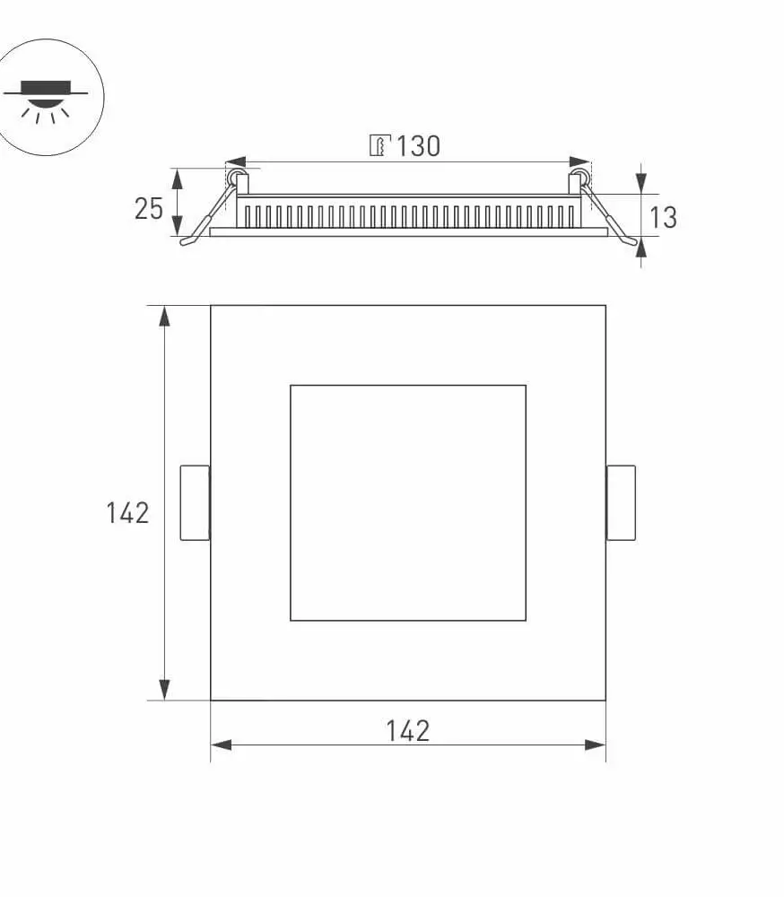 Встраиваемый светодиодный светильник Arlight DL-142x142M-13W Day White 020129