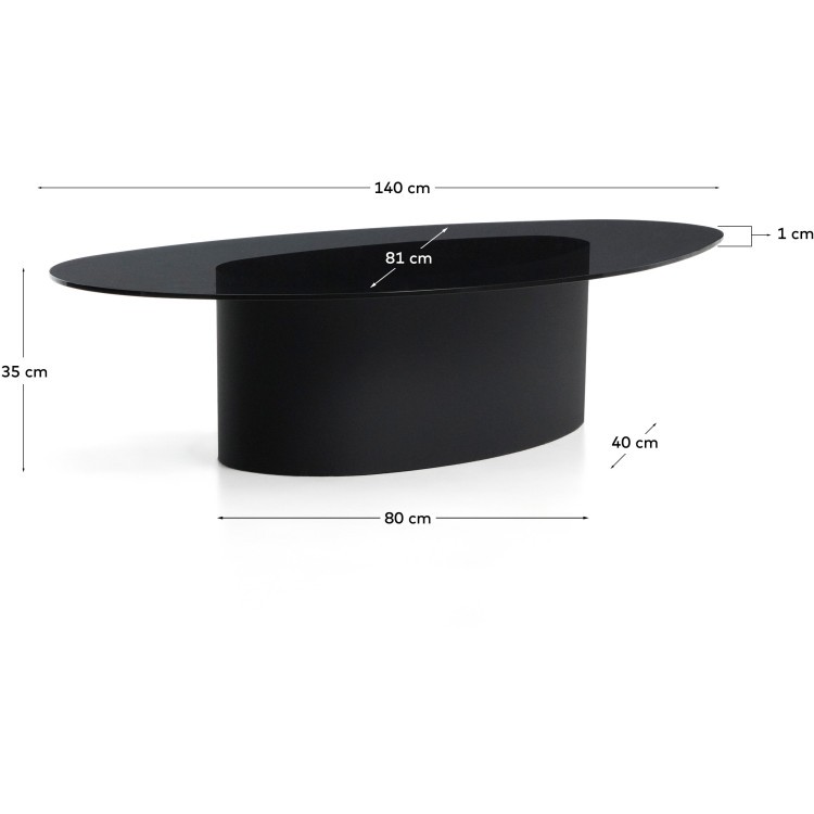 Журнальный столик Olir из черной стали и стекла 140 x 80 см
