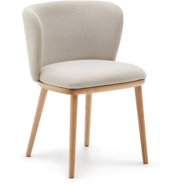 Ciselia Стул из бежевой синели и натурального массива ясеня