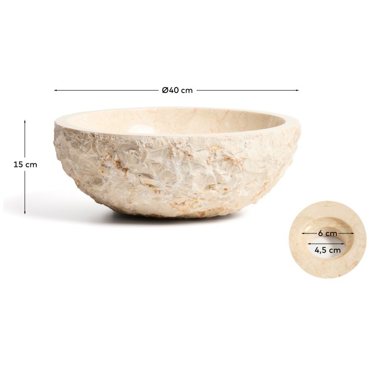 Раковина Orvane из бежевого мрамора Ø 40 см