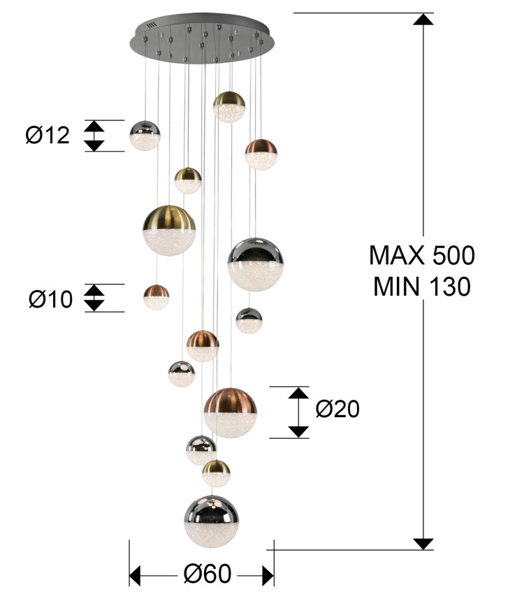 Подвесной светильник Sphere 14L LED Ø60 X500Н DIM