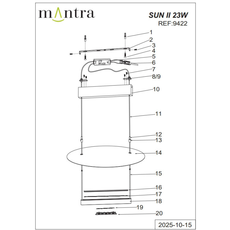 9422 Люстра подвесная MANTRA SUN II