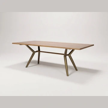 Стол RI010 Brass metal base & Light Grey Ash