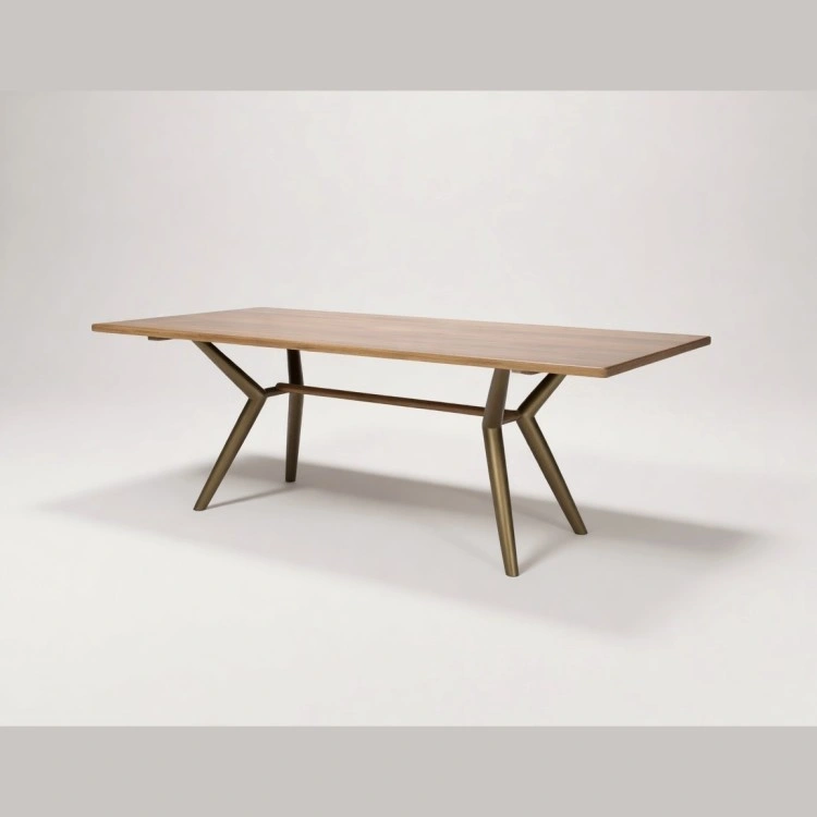 Стол RI010 Brass metal base & Light Grey Ash