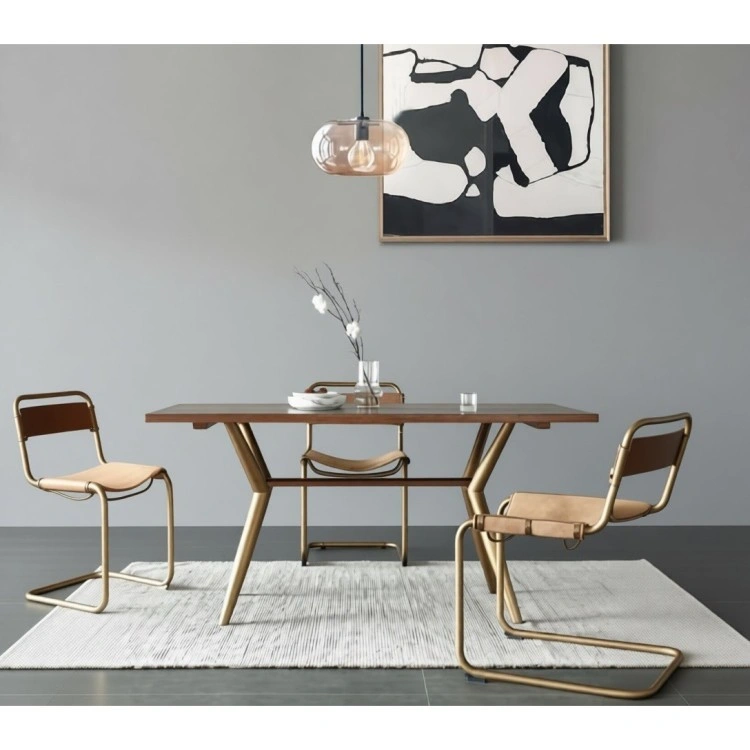 Стол RI010 Brass metal base & Light Grey Ash