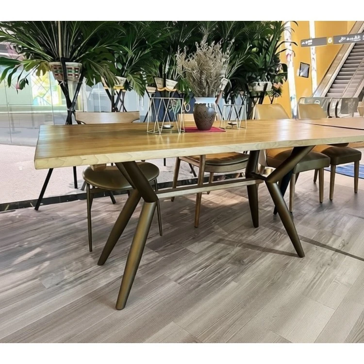 Стол RI010 Brass metal base & Light Grey Ash