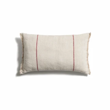 Чехол для подушки Lidore из бежевого льна с красными полосами, 30 x 50 см Чехол для подушки Lidore из бежевого льна с красными полосами, 30 x 50 см
