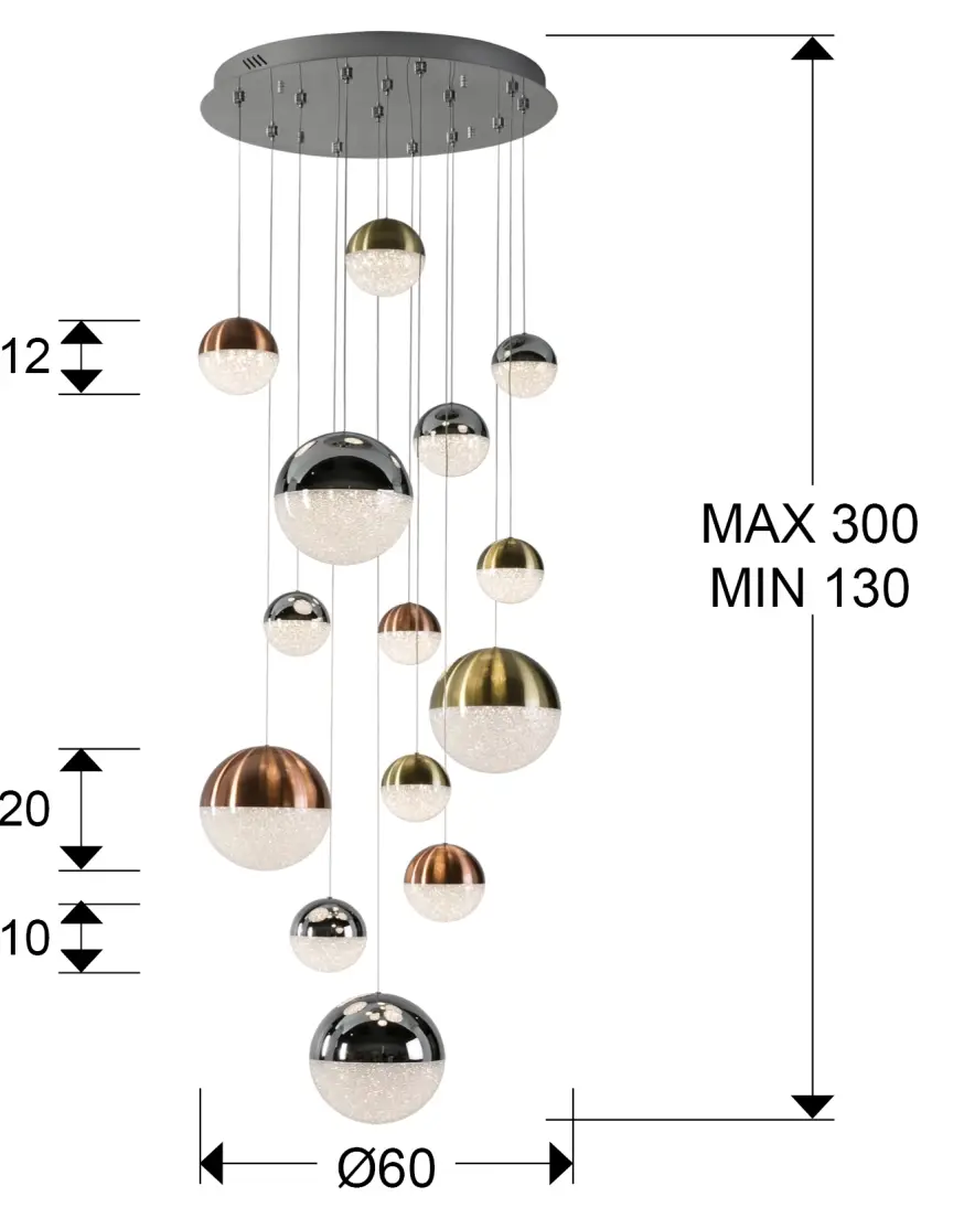 Люстра Sphere 14L разноцветная D60 DIMABLE