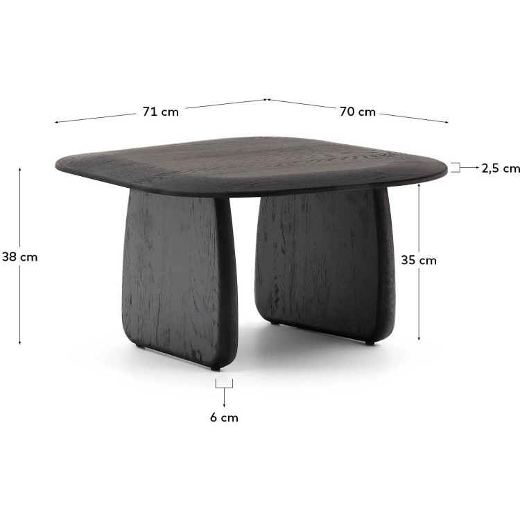 Журнальный столик Pirita из массива дуба в черном цвете, 70,6 x 70