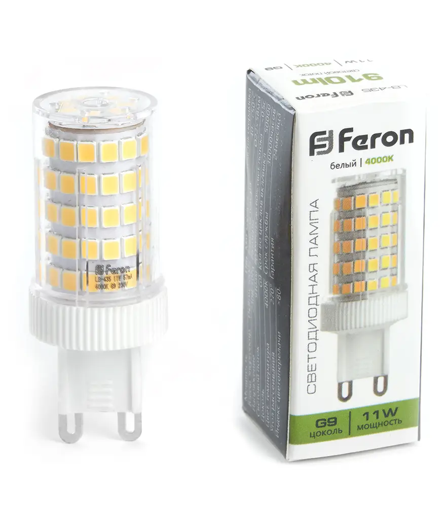 Лампа светодиодная Feron G9 11W 4000K капсульная LB-435 38150