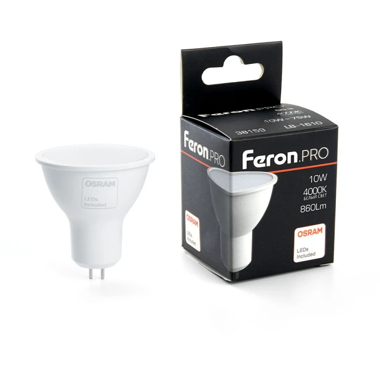 Лампа светодиодная Feron G5.3 10W 4000K матовая LB-1610 38159